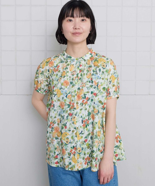 l'atelier du savon（アトリエドサボン）の「夏のフルーツプリント　丸襟ブラウス（シャツ/ブラウス・レディース・ネイビー/ホワイト・FREE）」の5枚目の写真