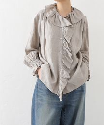 フレンチリネン フリルパフブラウス