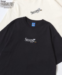 PEANUTS/ピーナッツコラボ FRUIT OF THE LOOM/フルーツオブザルーム スヌーピー ロゴ ワンポイント刺繍 半袖Tシャツ/レディース メンズ