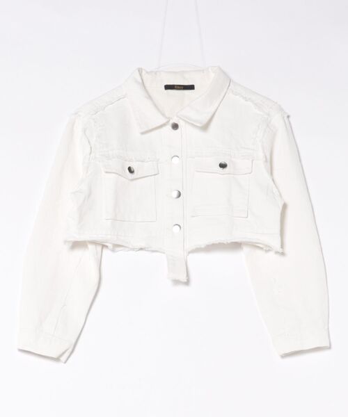 Ritzy(リッツィー)の「ショート丈 フリンジ デニムジャケット(デニムジャケット・レディース・ホワイト・M/L)」の8枚目の写真