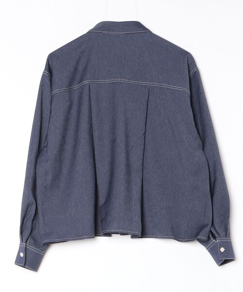 CONVERSE(コンバース)の「コンバース SYNTHETIC DENIM SHIRT L シンセティックデニムシャツ(シャツ/ブラウス・レディース・オフホワイト/ネイビー/ブラック・M/L)」の4枚目の写真