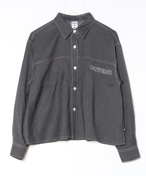 CONVERSE(コンバース)の「コンバース SYNTHETIC DENIM SHIRT L シンセティックデニムシャツ(シャツ/ブラウス・レディース・オフホワイト/ネイビー/ブラック・M/L)」の15枚目の写真