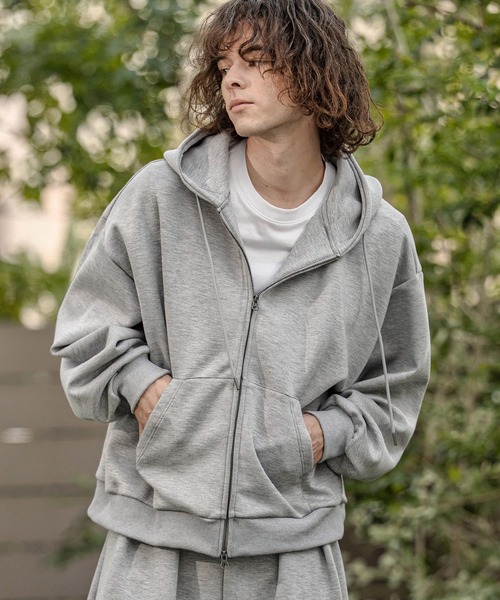 CAMBIO（カンビオ）の「mpa4060-レーヨンミックスポンチZIPフーディ（パーカー・メンズ・ミックスグレー/ブラック・M/L/XL）」の3枚目の写真