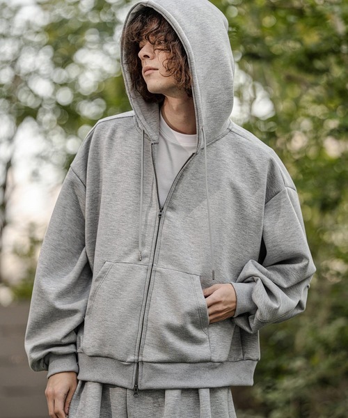 CAMBIO（カンビオ）の「mpa4060-レーヨンミックスポンチZIPフーディ（パーカー・メンズ・ミックスグレー/ブラック・M/L/XL）」の5枚目の写真