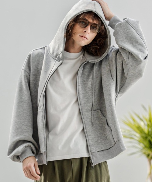 CAMBIO（カンビオ）の「mpa4060-レーヨンミックスポンチZIPフーディ（パーカー・メンズ・ミックスグレー/ブラック・M/L/XL）」の6枚目の写真