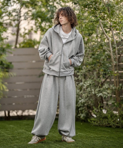 CAMBIO（カンビオ）の「mpa4060-レーヨンミックスポンチZIPフーディ（パーカー・メンズ・ミックスグレー/ブラック・M/L/XL）」の7枚目の写真