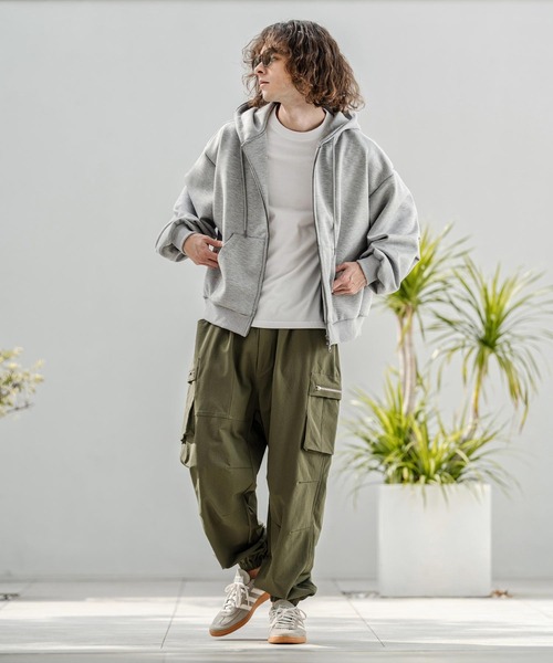CAMBIO（カンビオ）の「mpa4060-レーヨンミックスポンチZIPフーディ（パーカー・メンズ・ミックスグレー/ブラック・M/L/XL）」の9枚目の写真