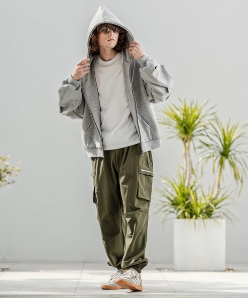 CAMBIO（カンビオ）の「mpa4060-レーヨンミックスポンチZIPフーディ（パーカー・メンズ・ミックスグレー/ブラック・M/L/XL）」の10枚目の写真
