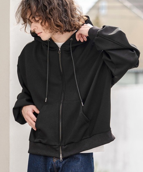 CAMBIO（カンビオ）の「mpa4060-レーヨンミックスポンチZIPフーディ（パーカー・メンズ・ミックスグレー/ブラック・M/L/XL）」の14枚目の写真