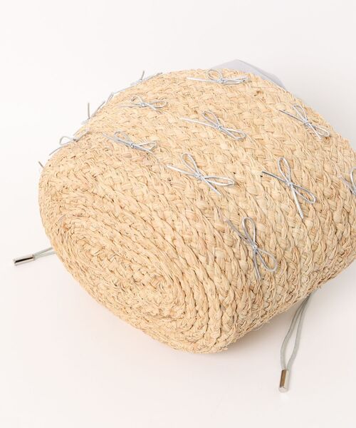 kakatoo（カカトゥ）の「カカトゥ kakatoo / ラフィアブレードリボンバッグ カゴバッグ（かごバッグ・レディース・ブラック/シルバー・FREE）」の4枚目の写真