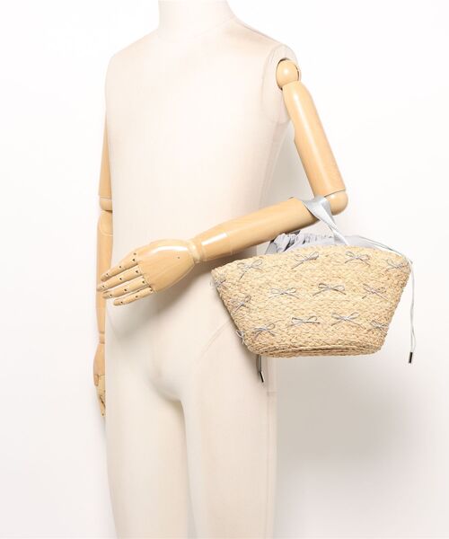 kakatoo（カカトゥ）の「カカトゥ kakatoo / ラフィアブレードリボンバッグ カゴバッグ（かごバッグ・レディース・ブラック/シルバー・FREE）」の6枚目の写真