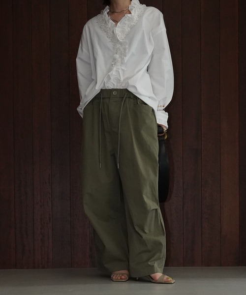 chuclla（チュクラ）の「レースフリル ロングシャツブラウス chw26s140（シャツ/ブラウス・レディース・ホワイト・FREE）」の2枚目の写真