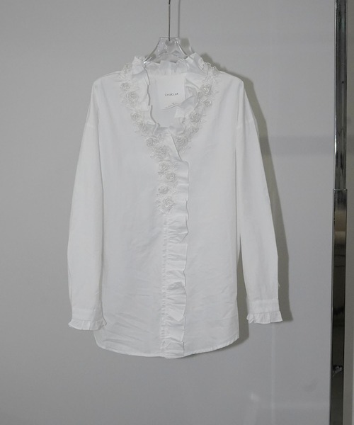 chuclla（チュクラ）の「レースフリル ロングシャツブラウス chw26s140（シャツ/ブラウス・レディース・ホワイト・FREE）」の10枚目の写真