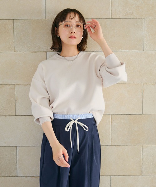 CROSS FUNCTION（クロスファンクション）の「《洗える》エブ楽 スウェットライクニットプルオーバー【CROSS FUNCTION/クロスファンクション】（ニット/セーター・レディース・アイボリー/ライトピンク・M/L/LL）」の22枚目の写真