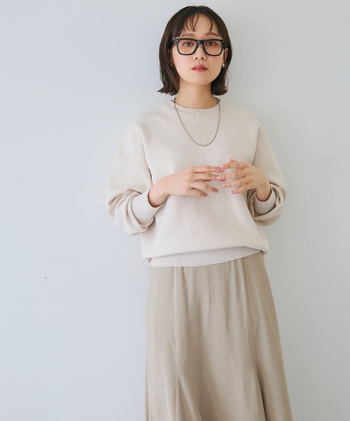 CROSS FUNCTION（クロスファンクション）の「《洗える》エブ楽 スウェットライクニットプルオーバー【CROSS FUNCTION/クロスファンクション】（ニット/セーター・レディース・アイボリー/ライトピンク・M/L/LL）」の13枚目の写真