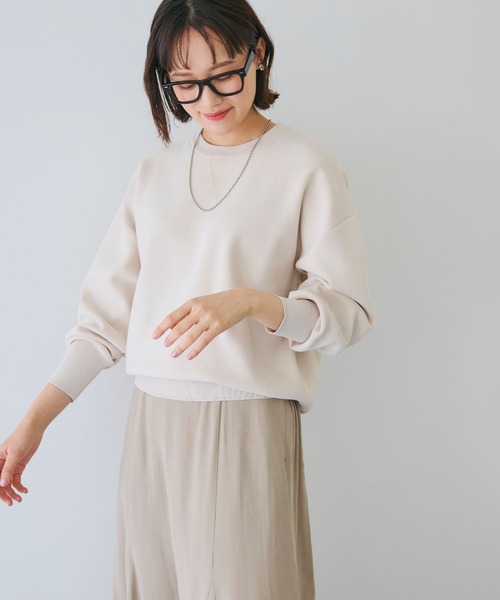 CROSS FUNCTION（クロスファンクション）の「《洗える》エブ楽 スウェットライクニットプルオーバー【CROSS FUNCTION/クロスファンクション】（ニット/セーター・レディース・アイボリー/ライトピンク・M/L/LL）」の14枚目の写真