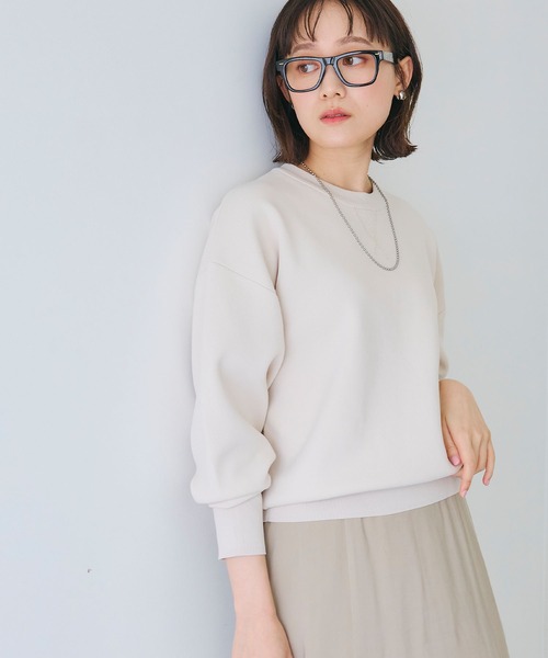 CROSS FUNCTION（クロスファンクション）の「《洗える》エブ楽 スウェットライクニットプルオーバー【CROSS FUNCTION/クロスファンクション】（ニット/セーター・レディース・アイボリー/ライトピンク・M/L/LL）」の15枚目の写真