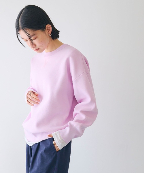 CROSS FUNCTION（クロスファンクション）の「《洗える》エブ楽 スウェットライクニットプルオーバー【CROSS FUNCTION/クロスファンクション】（ニット/セーター・レディース・アイボリー/ライトピンク・M/L/LL）」の6枚目の写真
