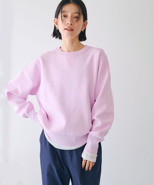 CROSS FUNCTION（クロスファンクション）の「《洗える》エブ楽 スウェットライクニットプルオーバー【CROSS FUNCTION/クロスファンクション】（ニット/セーター・レディース・アイボリー/ライトピンク・M/L/LL）」の5枚目の写真