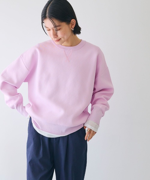 CROSS FUNCTION（クロスファンクション）の「《洗える》エブ楽 スウェットライクニットプルオーバー【CROSS FUNCTION/クロスファンクション】（ニット/セーター・レディース・アイボリー/ライトピンク・M/L/LL）」の4枚目の写真