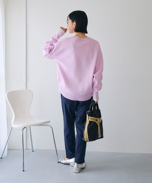 CROSS FUNCTION（クロスファンクション）の「《洗える》エブ楽 スウェットライクニットプルオーバー【CROSS FUNCTION/クロスファンクション】（ニット/セーター・レディース・アイボリー/ライトピンク・M/L/LL）」の11枚目の写真