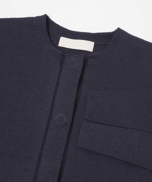 URBAN RESEARCH ROSSO WOMEN(アーバンリサーチ ロッソ)の「MARILYN MOON PAPER KNIT EMBROIDERY JACKET(ノーカラージャケット・レディース・ブラック/ネイビー・FREE)」の4枚目の写真
