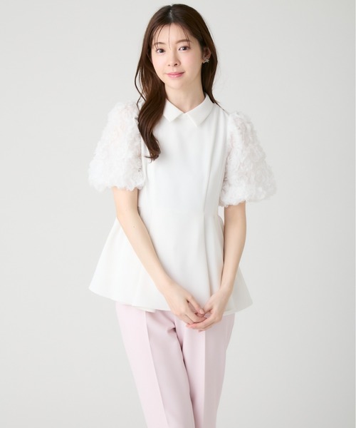 CELFORD（セルフォード）の「襟付きデザインスリーブブラウス（シャツ/ブラウス・レディース・ライトピンク/ホワイト/ライトグレー・36/38）」の2枚目の写真