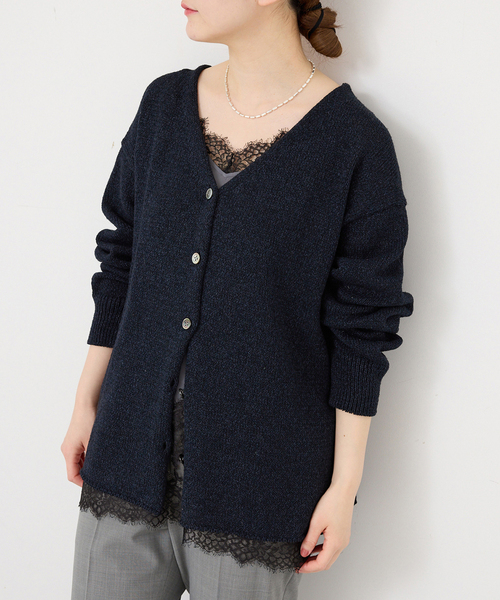 IENA（イエナ）の「ミックスヤーン  2WAY Vカーディガン（カーディガン/ボレロ・レディース・ベージュ/バーガンディー/ネイビー・FREE）」の2枚目の写真