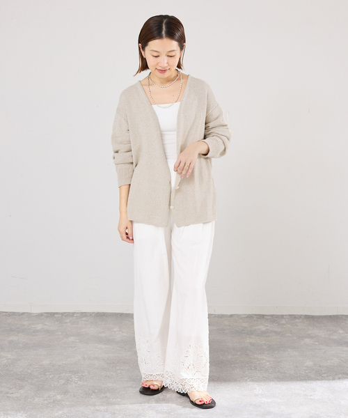 IENA（イエナ）の「ミックスヤーン  2WAY Vカーディガン（カーディガン/ボレロ・レディース・ベージュ/バーガンディー/ネイビー・FREE）」の4枚目の写真