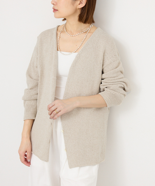 IENA（イエナ）の「ミックスヤーン  2WAY Vカーディガン（カーディガン/ボレロ・レディース・ベージュ/バーガンディー/ネイビー・FREE）」の7枚目の写真