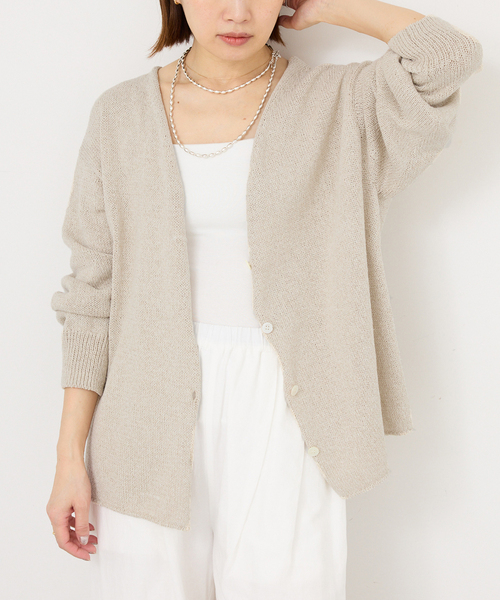 IENA（イエナ）の「ミックスヤーン  2WAY Vカーディガン（カーディガン/ボレロ・レディース・ベージュ/バーガンディー/ネイビー・FREE）」の8枚目の写真