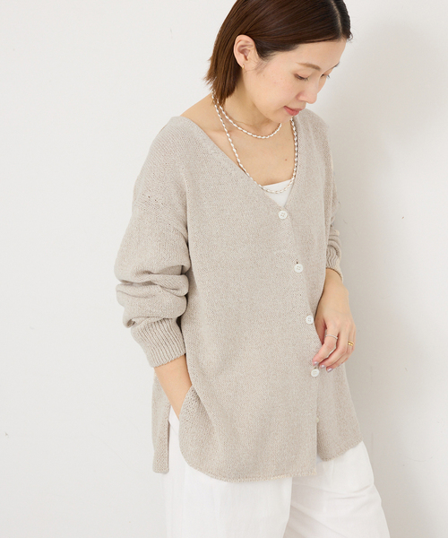 IENA（イエナ）の「ミックスヤーン  2WAY Vカーディガン（カーディガン/ボレロ・レディース・ベージュ/バーガンディー/ネイビー・FREE）」の9枚目の写真