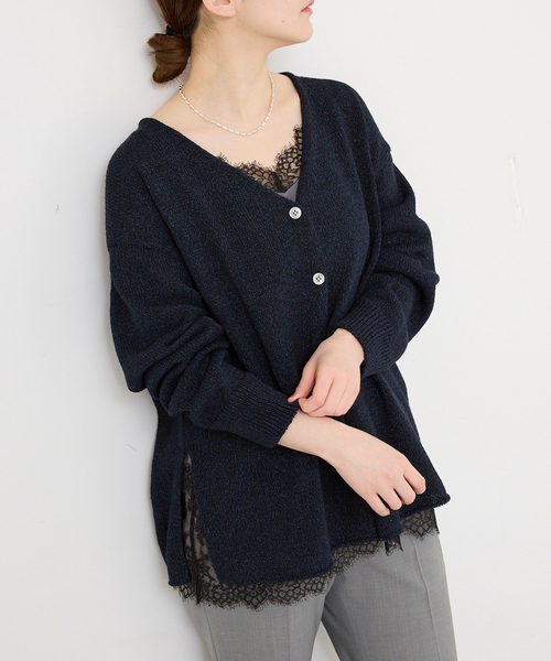 IENA（イエナ）の「ミックスヤーン  2WAY Vカーディガン（カーディガン/ボレロ・レディース・ベージュ/バーガンディー/ネイビー・FREE）」の13枚目の写真