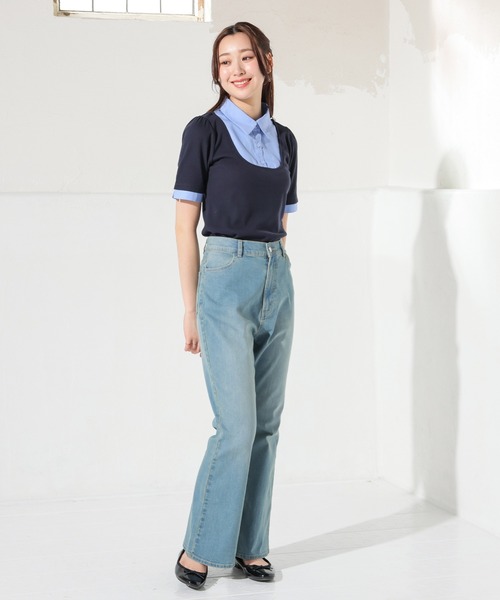 Honeys（ハニーズ）の「レイヤード風トップス（Tシャツ/カットソー・レディース・ブラウン/ネイビー系1/ネイビー/杢グレー・M/L/S）」の12枚目の写真