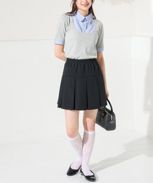 Honeys（ハニーズ）の「レイヤード風トップス（Tシャツ/カットソー・レディース・ブラウン/ネイビー系1/ネイビー/杢グレー・M/L/S）」の17枚目の写真