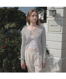 Frill Cable Knit Cardigan [Sky Blue]