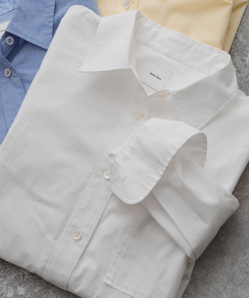 Spick & Span(スピックアンドスパン)の「《新色有り / 追加2》50コットンコンパクトシャツ(シャツ/ブラウス・レディース・その他10/ホワイト/マルチ/サックスブルー・FREE)」の2枚目の写真