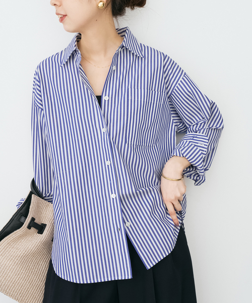 Spick & Span(スピックアンドスパン)の「《新色有り / 追加2》50コットンコンパクトシャツ(シャツ/ブラウス・レディース・その他10/ホワイト/マルチ/サックスブルー・FREE)」の8枚目の写真