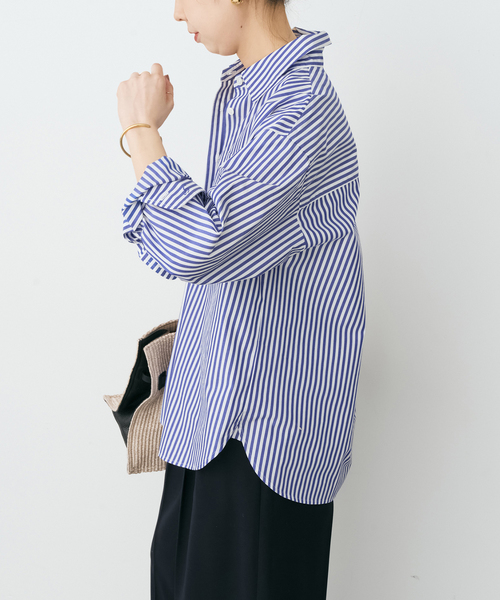 Spick & Span(スピックアンドスパン)の「《新色有り / 追加2》50コットンコンパクトシャツ(シャツ/ブラウス・レディース・その他10/ホワイト/マルチ/サックスブルー・FREE)」の10枚目の写真