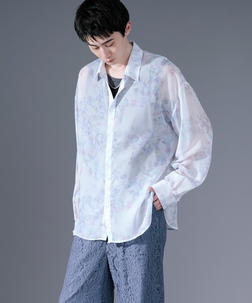 Ellno Loset(エルノロゼット)の「アソートデザインシアーシャツ(シャツ/ブラウス・メンズ・ブルー/ホワイト系その他/パープル/ブラック系その他/ブラック・LARGE/SMALL/MEDIUM)」の7枚目の写真