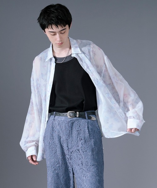 Ellno Loset(エルノロゼット)の「アソートデザインシアーシャツ(シャツ/ブラウス・メンズ・ブルー/ホワイト系その他/パープル/ブラック系その他/ブラック・LARGE/SMALL/MEDIUM)」の9枚目の写真