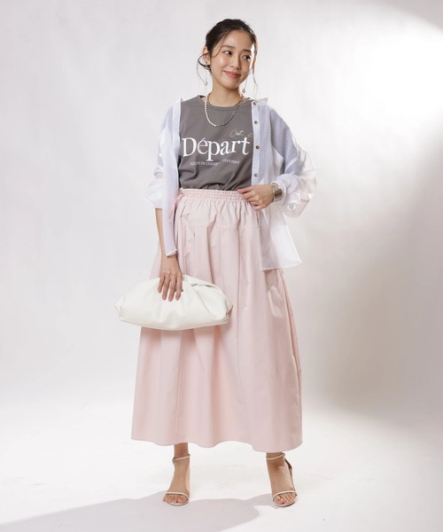 JUSGLITTY（ジャスグリッティー）の「２ＷＡＹリネンライクシアーシャツ（シャツ/ブラウス・レディース・サックスブルー/ピンク/ホワイト/イエロー/ベージュ・1/2）」の9枚目の写真