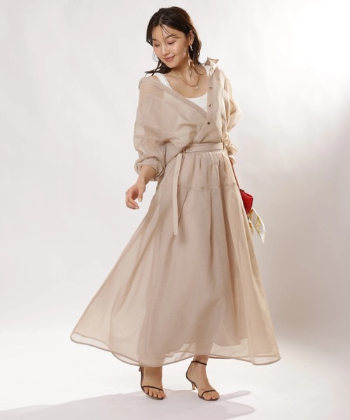 JUSGLITTY（ジャスグリッティー）の「２ＷＡＹリネンライクシアーシャツ（シャツ/ブラウス・レディース・サックスブルー/ピンク/ホワイト/イエロー/ベージュ・1/2）」の20枚目の写真