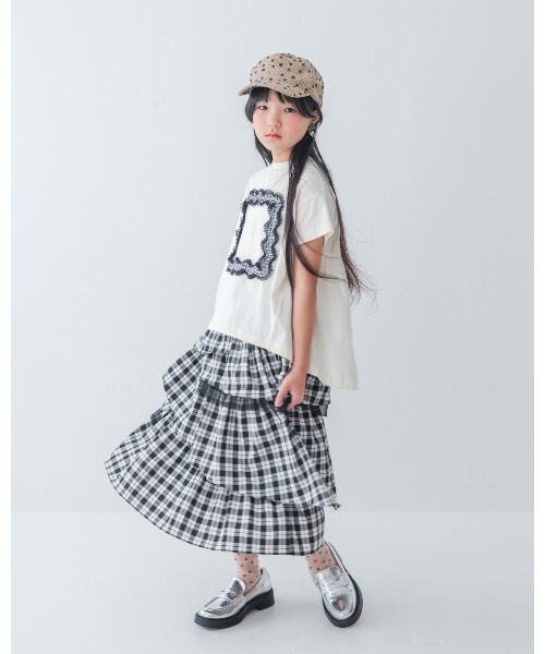unica(ユニカ)の「フレームデザインTシャツ(Tシャツ/カットソー・キッズ・チャコール/ピンク/オフホワイト・XL/L/M/S)」の4枚目の写真