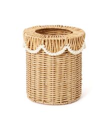 Francfranc（フランフラン）の「スカラップ ダストボックス S ホワイト ゴミ箱 ラタン風 リビング（収納グッズ）」