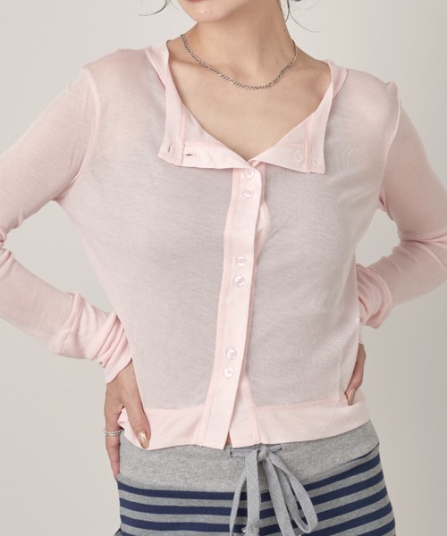 OFROOM(オフルーム)の「Sheer Skin Cardigan|シアースキンカーディガン(カーディガン/ボレロ・レディース・ネイビー/ピンク/ホワイト/ブルー/グレー/ブラック・FREE)」の1枚目の写真