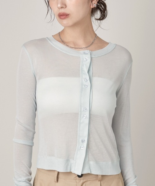 OFROOM(オフルーム)の「Sheer Skin Cardigan|シアースキンカーディガン(カーディガン/ボレロ・レディース・ネイビー/ピンク/ホワイト/ブルー/グレー/ブラック・FREE)」の6枚目の写真