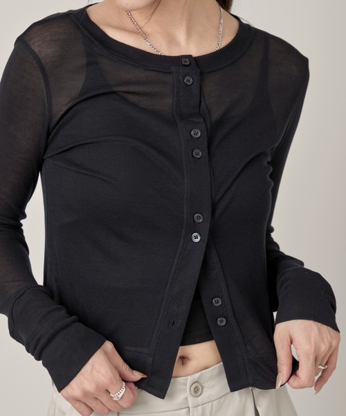 OFROOM(オフルーム)の「Sheer Skin Cardigan|シアースキンカーディガン(カーディガン/ボレロ・レディース・ネイビー/ピンク/ホワイト/ブルー/グレー/ブラック・FREE)」の19枚目の写真