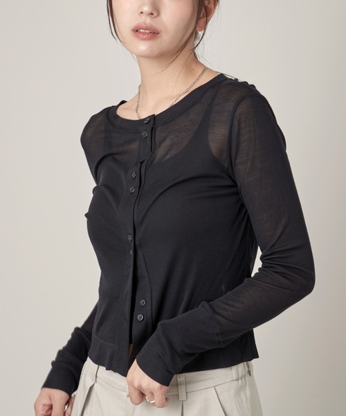 OFROOM(オフルーム)の「Sheer Skin Cardigan|シアースキンカーディガン(カーディガン/ボレロ・レディース・ネイビー/ピンク/ホワイト/ブルー/グレー/ブラック・FREE)」の17枚目の写真