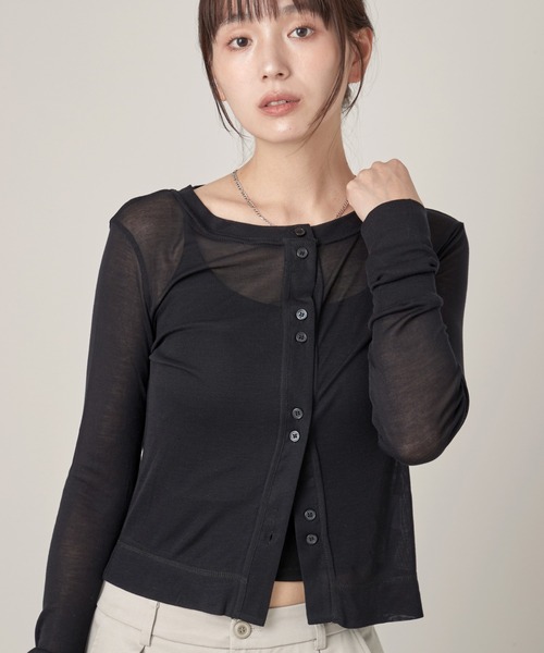 OFROOM(オフルーム)の「Sheer Skin Cardigan|シアースキンカーディガン(カーディガン/ボレロ・レディース・ネイビー/ピンク/ホワイト/ブルー/グレー/ブラック・FREE)」の16枚目の写真